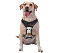 Cute White Ghost Reading Book In A Library No Pull Dog Harness Adjustable Reflective Oxford Easy Control Medium Large Dog Harness