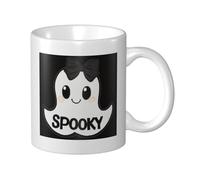 Cute White Ghost Spooky Ceramic Cup, Elegant Coffee Mug Tee Drinkware Water Cup for Home Office 11oz