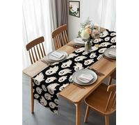 Cute White Ghosts Table Runner 108 Inches Long, Minimalist Halloween Pattern Washable Table Runners Heat-Insulation Kitchen Dining Table Decorations for Home Party Decor 13x108in
