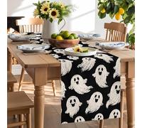 Cute White Ghosts Table Runner 120 Inches Long, Minimalist Halloween Pattern Washable Table Runners Heat-Insulation Kitchen Dining Table Decorations for Home Party Decor 13x120in