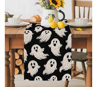 Cute White Ghosts Table Runner 36 Inches Long, Minimalist Halloween Pattern Washable Table Runners Heat-Insulation Kitchen Dining Table Decorations for Home Party Decor 13x36in