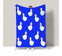 Cute White Goose Print Blanket, Simple Animal Soft Flannel Lightweight, Royal Blue Fleece Throw For Living Room Sofa Couch Bed Decor, Gifts For Women Girls All Seasons, 60"X80"