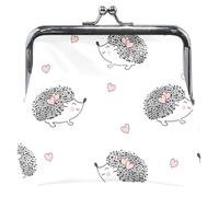 Cute White Hedgehog Wallet for Men Women with Leather Buckle and Kiss Closure, Cute White Hedgehog, UNITALLA, Cute White Hedgehog, UNITALLA, Classic, Cute White Hedgehog, UNITALLA, Classic