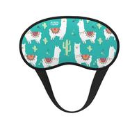 Cute White Llama and Cactus Print Adults Washable Eye Mask for Sleeping Blocking Nap for Travel Camping Night Rest
