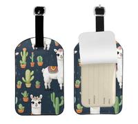 Cute White Llama and Cactus Print Bag Tags Stylish Luggage Tag 4.3 x 2.76 Inch Essential Travel Accessory Suitcases