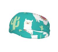 Cute White Llama And Cactus Print Lightweight Sports Sweatband For Men Women Stretchable For Gym Basketball Yoga