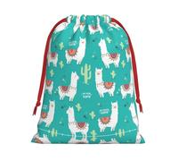 Cute White Llama And Cactus Print Practical Drawstring Gift Travel Pouches Men Women Multiple Occasion Daily Carry