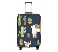 Cute White Llama and Cactus Print Protective Suitcase Cover Washable Travel Luggage Protector with Concealed Zipper