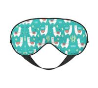 Cute White Llama and Cactus Sleep Mask Night's Sleep Soft Eye Mask Adjustable Strap Works Nap Position Sleeping Aid