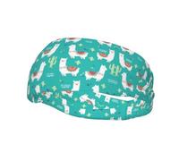 Cute White Llama And Cactus Sports Headbands Moisture Wicking Athletic Terry Cloth Sweatband Sweat Absorbing Head Band