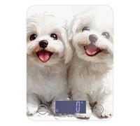 Cute White Maltese Dogs Happy Espresso Food Scale Kitchen 11lb/0.18oz, 5kg/5g Precise Grams Digital Scale with 4 Unit for Keto Keto Keto peso Digital para comida