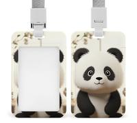 Cute White Panda Badge Holder with Lanyard, Vertical ABS Plastic ID Card Holder Fashion Name Badge Holders Office ID Card Protector for Teacher Nurse Employee Security Staff