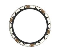 Cute White Panda Printed Steering Wheel Cover Elastic Stretch Car Wheel Wrap Breathable Non-Slip Steering Wheel Protector for Car Truck SUV
