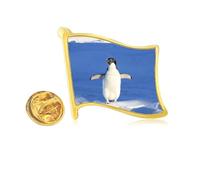 Cute White Penguin Science Nature Picture Golden Metal Flag Lapel Pin Badge