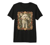 Cute White Poodle or Doodle Dog Botanical Cottagecore Premium T-Shirt