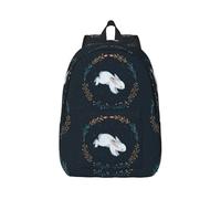 Cute White Rabbit Canvas Backpack Laptop Bag Adjustable Straps Vintage Casual School Travel Outdoor Work Camping