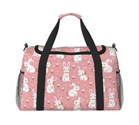 Cute White Rabbit Hand Travel Bag - Large Reusable Shopping Tote Bag, Perfect for Outdoor Activities, Sports, Camping & Groceries, Black, One Size