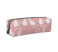 Cute White Rabbit Minimalist Leather Zip Pencil Case â€“ Premium Cross-Grain Pvc Leather Organizer For Pens, Art Supplies & Daily Essentials â€“ Compact, Stylish & Durable School/Office/Travel Pouch