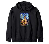 Cute White Rabbit Playing Guitar Whimsical Bunny Art Music Zip Hoodie