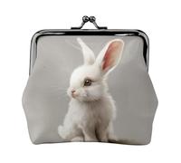 Cute White Rabbit Print Coin Purse Cell Phone Pouch Clasp Wallet Handbags Buckle Kiss Lock Key Women Bag