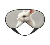 Cute white rabbit print eye mask, soft and breathable, suitable for nap, travel and night sleep