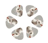 Cute White Rabbit Print Guitar and Ukulele Picks For Music Lovers 12 PCS Mixed Gauges(0.46/0.71/0.96mm)