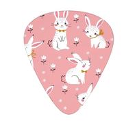 Cute White Rabbit Print Guitar Pick for Men Women Triangle Instrument Accessories Plectrums(12pcs One sided)
