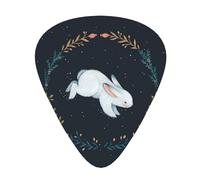 Cute White Rabbit Print Guitar Picks,12 Pack Guitar Plectrums Thin, For Bass Electric Acoustic Guitars Ukulele