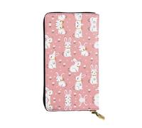 Cute White Rabbit Print Leather Long Clutch Wallet â€“ Fashionable Personalized Wallet, Multiple Card Slots, Gift Ready, Black, One Size