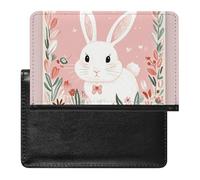 Cute White Rabbit Print Passport Holder with 3 Card Slots, Portable PU Leather Travel Wallet, Slim Protective Cover for Passport, ID, Credit Cards