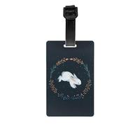 Cute White Rabbit Print Retro PVC Luggage Tag Durable Travel ID Holder for Suitcase Vintage Style Baggage Tag