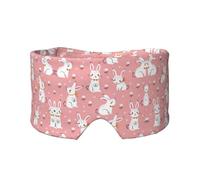 Cute White Rabbit Print Sleep Eye and Ear Muffs Mask - Adjustable Yoga Travel Headband, Keep Warm Shading Comfortable Aid