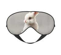 Cute White Rabbit Print Sleep Eye Mask Block Out Light,Fashion Blindfold for Women Men Plane Travel Nap