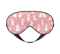 Cute White Rabbit Print Soft Eye Mask, Adjustable Strap Soft Eye Cover Blindfold for Travel Yoga Nap Shift Work