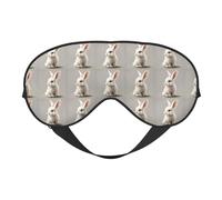 Cute White Rabbit Print Soft Eye Mask Lightweight Sleep Aid Breathable Blackout Travel Nap Yoga Meditation