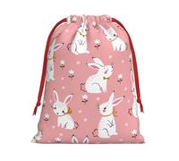 Cute White Rabbit print Super soft velvet Christmas bag, fit for Halloween promotion and daily storage
