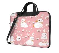 Cute White Rabbit Print Ultra-Thin Laptop Bag 15.6 Inch With Shoulder Strap, Waterproof Computer Case Sleeve For 13, 14, 15.6 Inch Laptops,Portable Briefcase Messenger Bag For Men Women