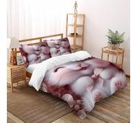 Cute White Rabbit Quilt Cover Art Comforter Cover 2 Pieces Hypoallergenic Microfiber for Kids Boys Girls Teens Hidden Zipper Super King(260x220cm)