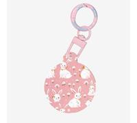 Cute White Rabbit Round Acrylic Pet Tag â€“ Durable and Stylish Pet Identification Tag with Colorful Chain for Dogs and Cats