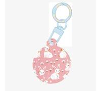 Cute White Rabbit Round Acrylic Pet Tag - Durable and Stylish Pet Identification Tag with Colorful Chain for Dogs and Cats