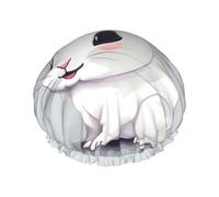 Cute White Rabbit Shower Cap for Women, Elastic and Reusable, Double Waterproof Layers Swimming Cap