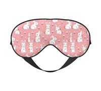 Cute White Rabbit Soft Sleep Mask Adjustable Strap Light Blocking Reversible Comfortable Night Mask