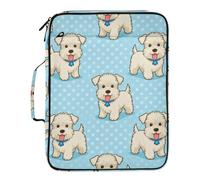 Cute White Schnauzer Expandable Folder 7 Pockets A4 Letter Size with Zipper Closure for Office Supplies Expanding File Jackets organizador