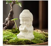 Cute White Small Buddha Statue - Ceramic Tathagata Zen Figurine for Home Tabletop Decoration, Lucky Wealthy Crafts & Meaningful Gifts for Serenity & Happiness