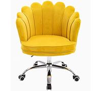 Cute White Swivel Desk Chair - Velvet Upholstered Shell, Adjustable Vanity Office Chair for Girls, Stylish Home & Living Room Leisure Seating