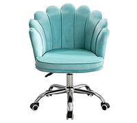 Cute White Swivel Desk Chair Velvet Upholstered Shell Design Adjustable Swivel Vanity Chair for Girls Stylish Office Chair for Bedroom & Living Room Comfortable Leisure Seating for Home Offi