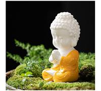 Cute White Tathagata Buddha Statue | Ceramic Meditation Figurine for Home Decor | Lucky Wealthy Happy Gift | Small Desktop Sculpture