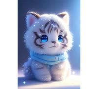 Cute White Tiger 5D Diamond Painting Kits for Adults, Diamond Painting Art Kits, Round Crystal Full Drill Tiger Diamond Painting Art, Animals Painting Picture Arts Home Wall Decor, 30x40cm