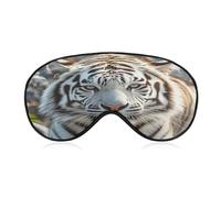 Cute White Tiger Eye Mask Sleep Mask for Side Sleeper Women Men Pressure-Free & Light Block-Out Blindfold Soft Comfortable Eye Covers Breathable Blindfold Adjustable