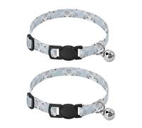 Cute White Tiger Face Cat Collars with Bell 2 Pack Puppy Collar Adjustable Length 10.6" to 17.1"
